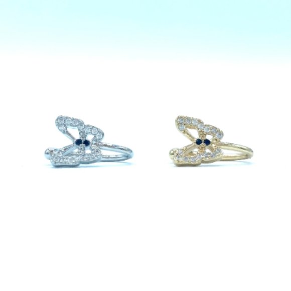 CZ Butterfly 24 KT Gold Plated Nose Cuff Fake Nose Rings No Piercing Jewelry - Picture 5 of 5